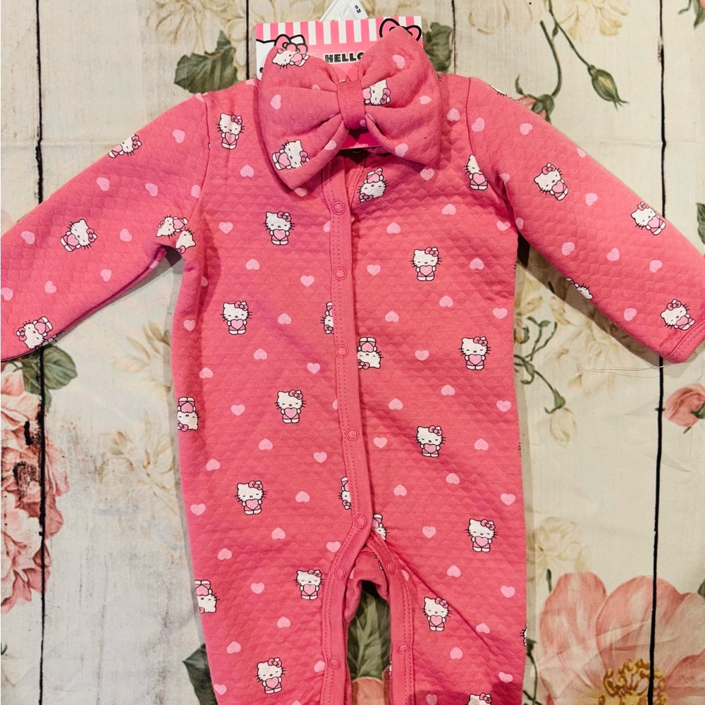Hello Kitty Baby Clothes 2 Piece Set Long Sleeve Pink Hearts 6 Months New w Tags